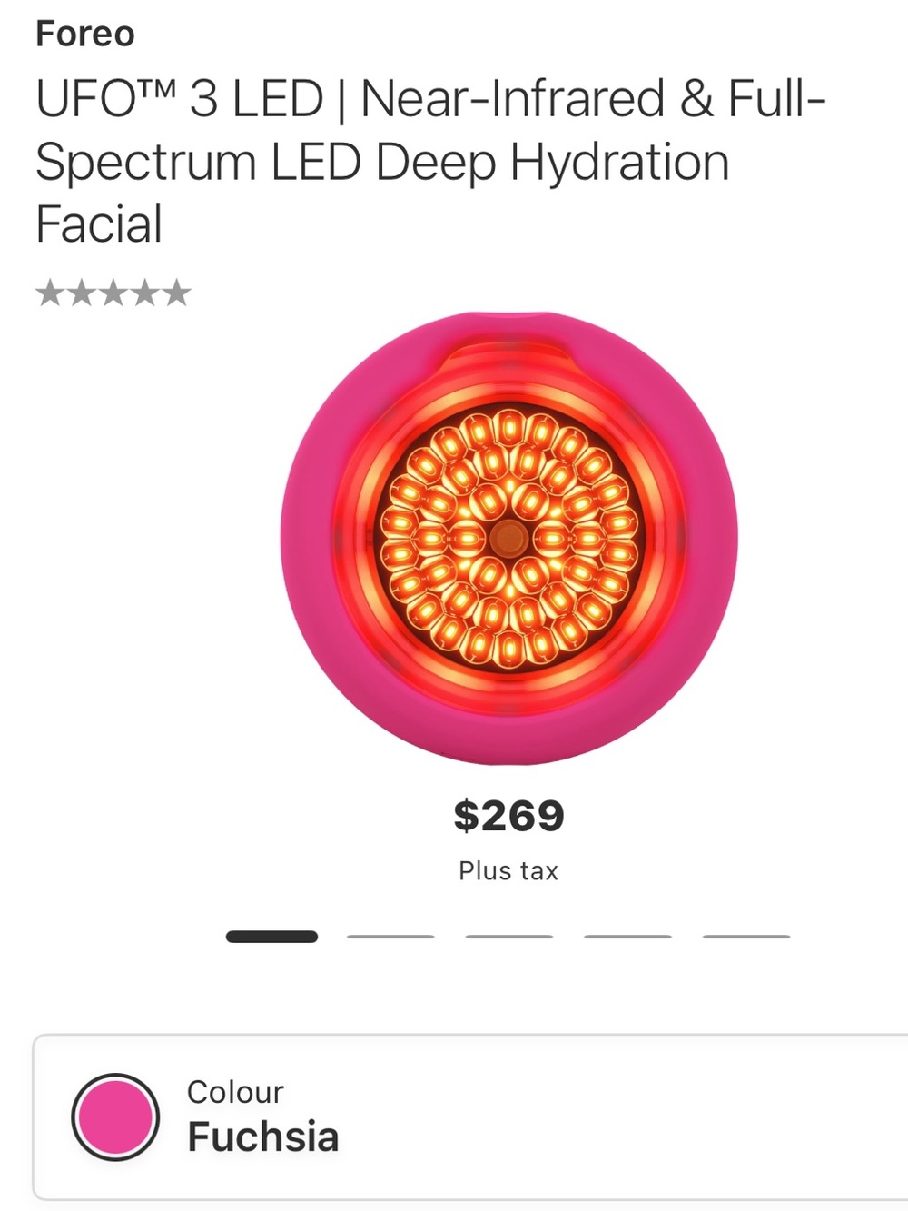 FOREO UFO 3 LED Facial Device in Fuchsia with Red LED -used